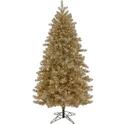 Clearance 7.5 ft. Pre-Lit Christmas Platinum Metallic Tree Full|Pre-Lit
