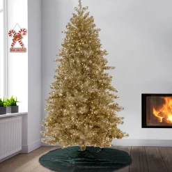 Clearance 7.5 ft. Pre-Lit Christmas Platinum Metallic Tree Full|Pre-Lit
