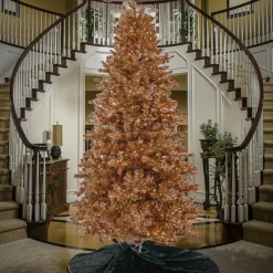 New 9 ft. Pre-Lit Christmas Rose Gold Metallic Tree Pre-Lit|Full