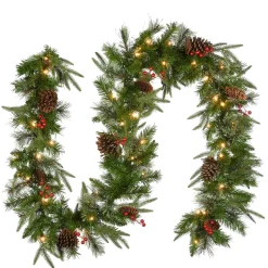 Clearance 9 ft. Pre-Lit Colonial Fir Garland with Clear Lights Pre-Lit Christmas Garlands|7-10 Feet Christmas Garlands