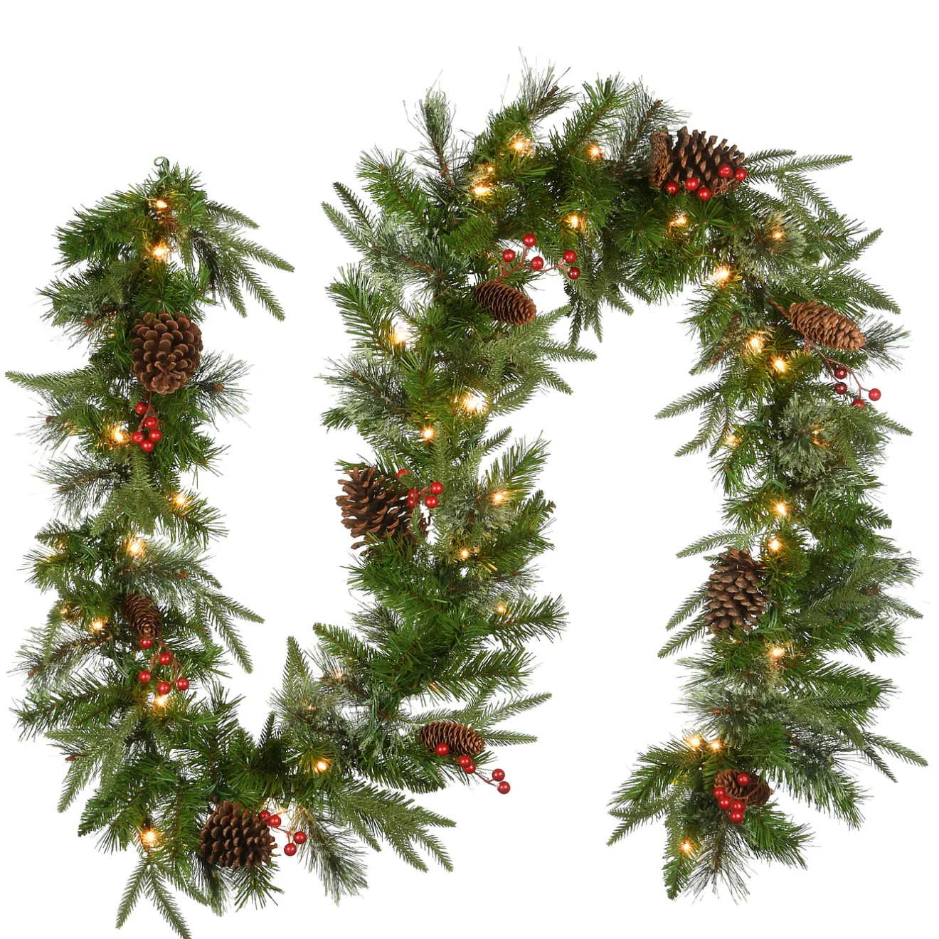 Clearance 9 ft. Pre-Lit Colonial Fir Garland with Clear Lights Pre-Lit Christmas Garlands|7-10 Feet Christmas Garlands