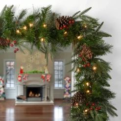 Clearance 9 ft. Pre-Lit Colonial Fir Garland with Clear Lights Pre-Lit Christmas Garlands|7-10 Feet Christmas Garlands