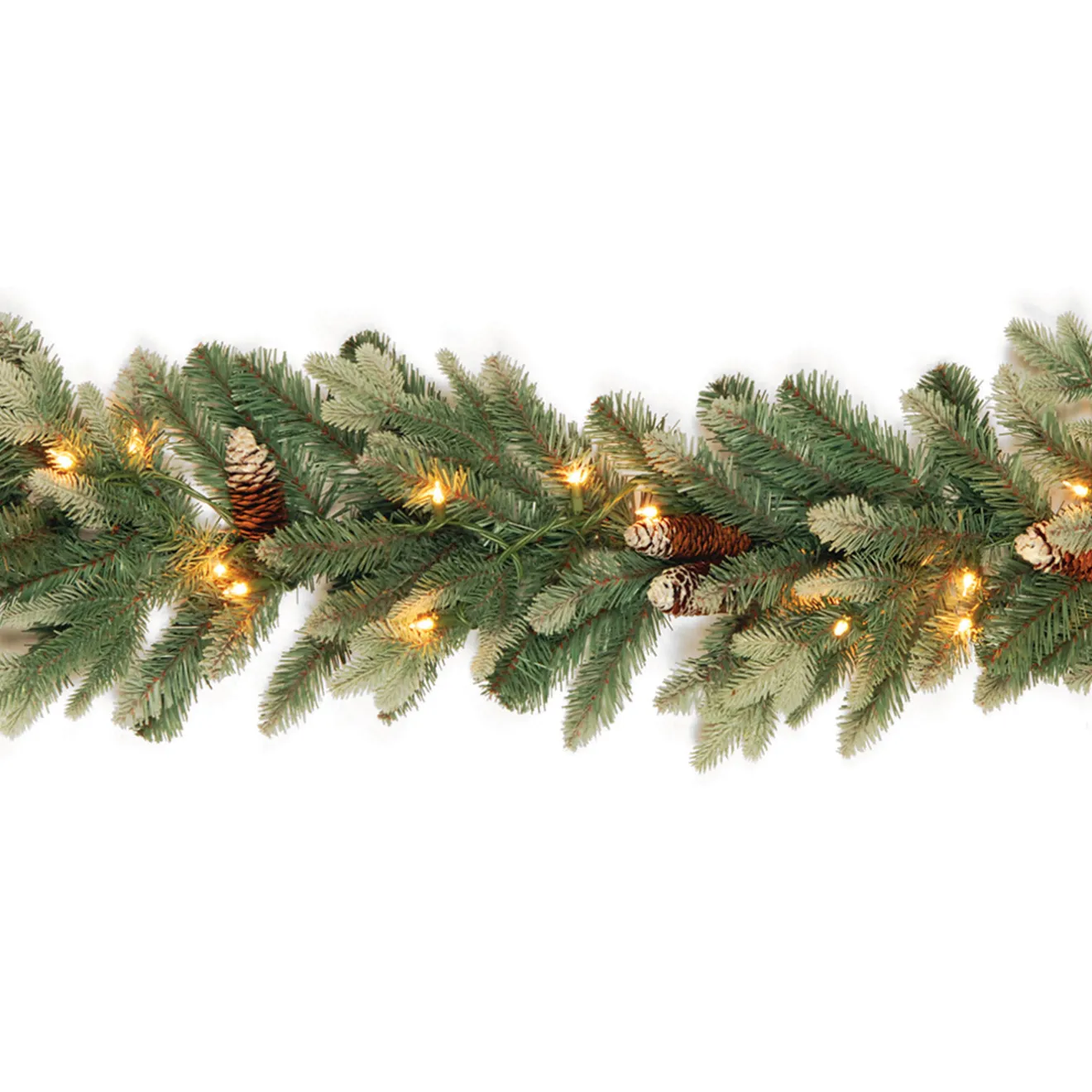 Discount 9 ft. Pre-Lit Copenhagen Spruce Garland with Clear Lights, Plug-In Pre-Lit Christmas Garlands|7-10 Feet Christmas Garlands