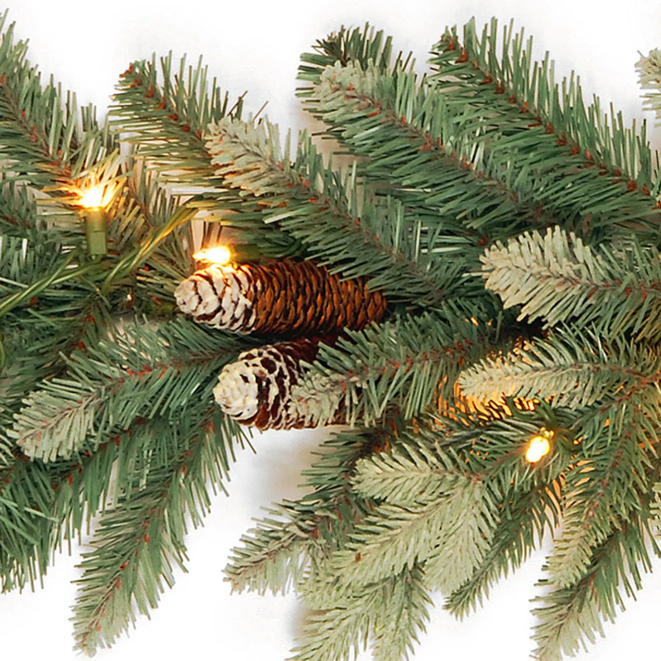 Discount 9 ft. Pre-Lit Copenhagen Spruce Garland with Clear Lights, Plug-In Pre-Lit Christmas Garlands|7-10 Feet Christmas Garlands