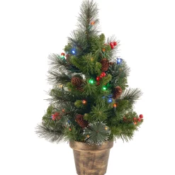 Sale 2 ft. Pre-Lit Crestwood Spruce Tree with Multicolor LED Lights Slim|Pre-Lit