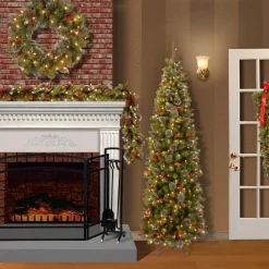 Hot 9 ft. Pre-Lit Crestwood Spruce Garland with LED Lights Pre-Lit Christmas Garlands|7-10 Feet Christmas Garlands