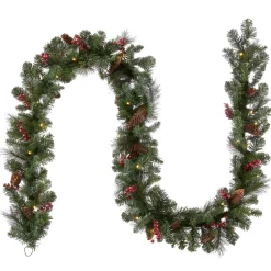 Sale 9 ft. Pre-Lit Crestwood Spruce Garland with Clear Lights Pre-Lit Christmas Garlands|7-10 Feet Christmas Garlands