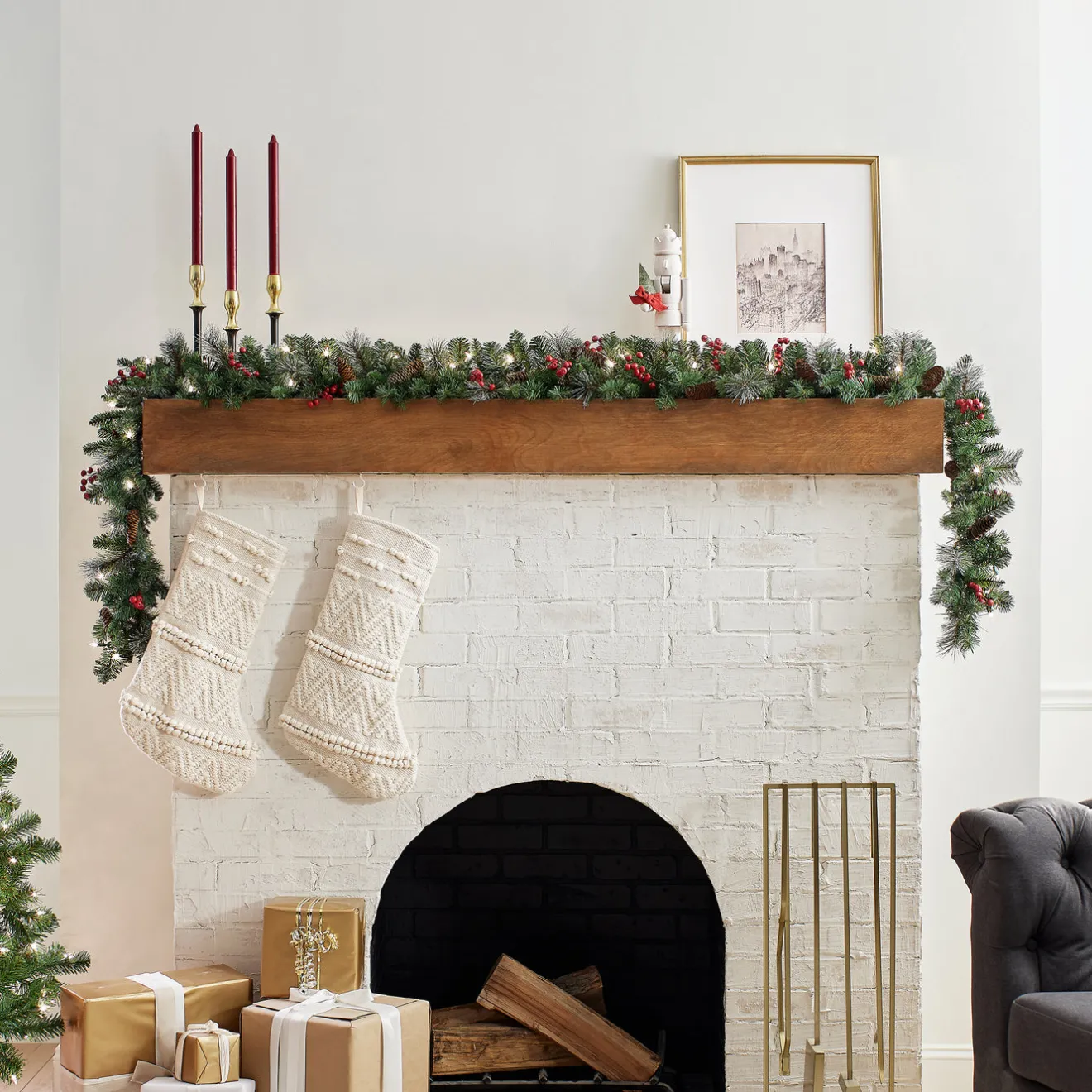 Sale 9 ft. Pre-Lit Crestwood Spruce Garland with Clear Lights Pre-Lit Christmas Garlands|7-10 Feet Christmas Garlands