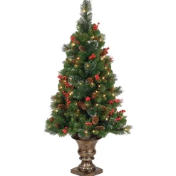 Clearance 4 ft. Pre-Lit Crestwood Spruce Tree with Clear Lights Entrance|Pre-Lit