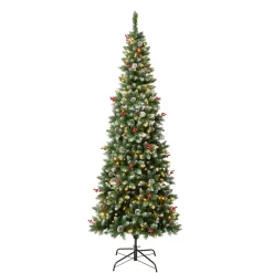 Online 7.5 ft. Pre-Lit Cullen Slim Tree with Warm White LED Lights Slim|Pre-Lit