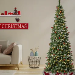 Online 7.5 ft. Pre-Lit Cullen Slim Tree with Warm White LED Lights Slim|Pre-Lit