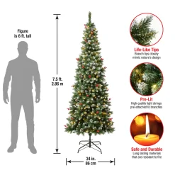 Online 7.5 ft. Pre-Lit Cullen Slim Tree with Warm White LED Lights Slim|Pre-Lit