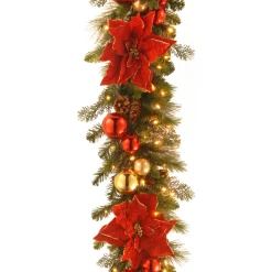 Hot 9 ft. Pre-Lit Decorative Collection Holiday Garland with Clear Lights Pre-Lit Christmas Garlands|7-10 Feet Christmas Garlands