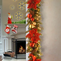 Hot 9 ft. Pre-Lit Decorative Collection Holiday Garland with Clear Lights Pre-Lit Christmas Garlands|7-10 Feet Christmas Garlands