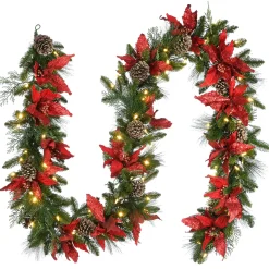 Discount 9 ft. Pre-Lit Decorative Collection Garland with Clear Lights Pre-Lit Christmas Garlands|7-10 Feet Christmas Garlands