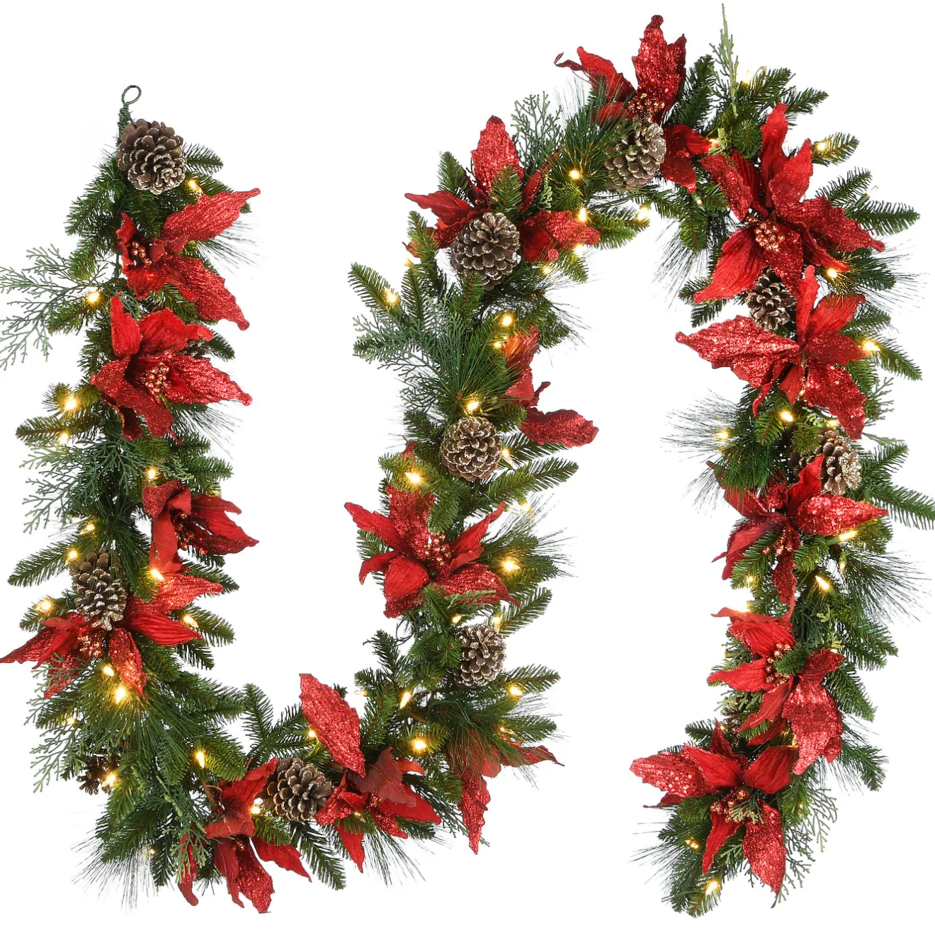 Discount 9 ft. Pre-Lit Decorative Collection Garland with Clear Lights Pre-Lit Christmas Garlands|7-10 Feet Christmas Garlands