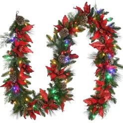 Discount 9 ft. Pre-Lit Decorative Collection Garland with Clear Lights Pre-Lit Christmas Garlands|7-10 Feet Christmas Garlands