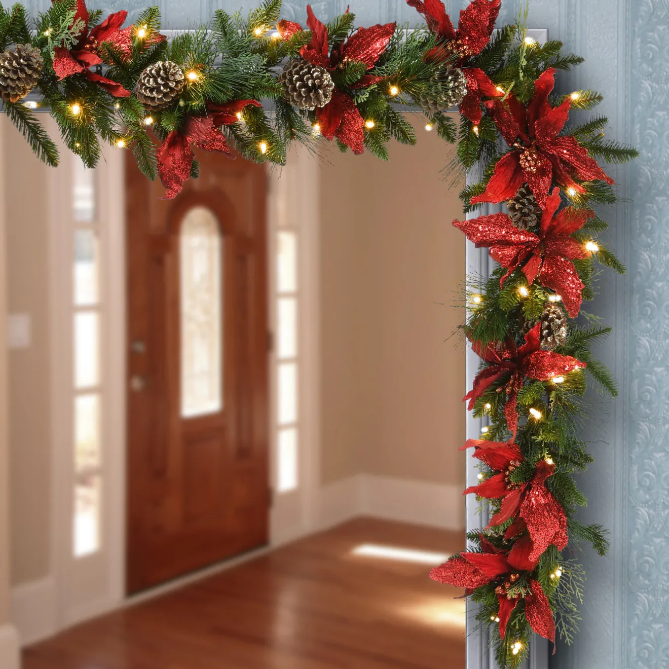 Discount 9 ft. Pre-Lit Decorative Collection Garland with Clear Lights Pre-Lit Christmas Garlands|7-10 Feet Christmas Garlands