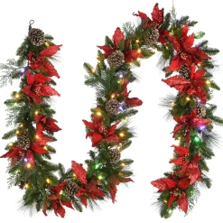 Discount 9 ft. Pre-Lit Decorative Collection Garland with Clear Lights Pre-Lit Christmas Garlands|7-10 Feet Christmas Garlands