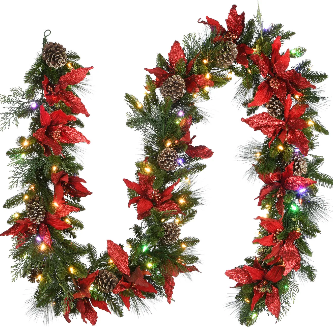 Discount 9 ft. Pre-Lit Decorative Collection Garland with Clear Lights Pre-Lit Christmas Garlands|7-10 Feet Christmas Garlands