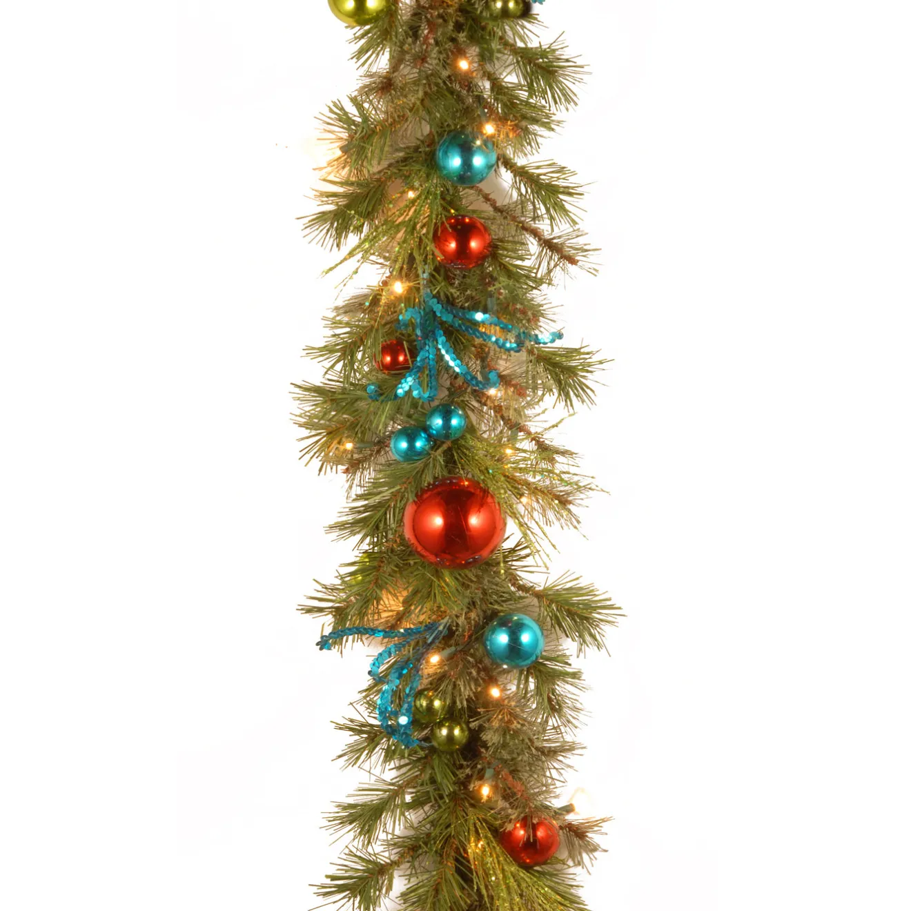 Hot 9 ft. Pre-Lit Decorative Collection Retro Garland with Warm White LED Lights Pre-Lit Christmas Garlands|7-10 Feet Christmas Garlands
