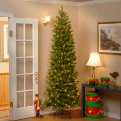 Best 7.5 ft. Pre-Lit Downswept Douglas Fir Pencil Slim Tree with Clear Lights Pre-Lit|7 To 7.5 Feet