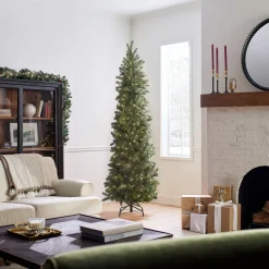 Best 7.5 ft. Pre-Lit Downswept Douglas Fir Pencil Slim Tree with Clear Lights Pre-Lit|7 To 7.5 Feet