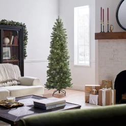 Hot 6.5 ft. Pre-Lit Downswept Douglas Fir Pencil Slim Tree with Clear Lights Pencil Slim|Pre-Lit