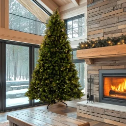 New 12 ft. Pre-Lit Downswept Douglas Fir Tree with Clear Lights Full|Pre-Lit