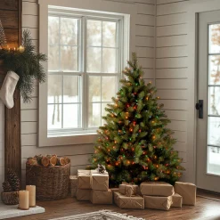 Best 4.5 ft. Pre-Lit Downswept Douglas Fir Tree with Multicolor Lights Full|Pre-Lit