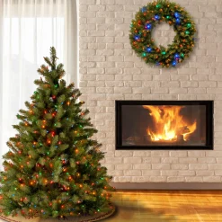 Best 4.5 ft. Pre-Lit Downswept Douglas Fir Tree with Multicolor Lights Full|Pre-Lit