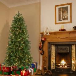 Outlet 6.5 ft. Pre-Lit Downswept Douglas Fir Slim Tree with Clear Lights Slim|Pre-Lit