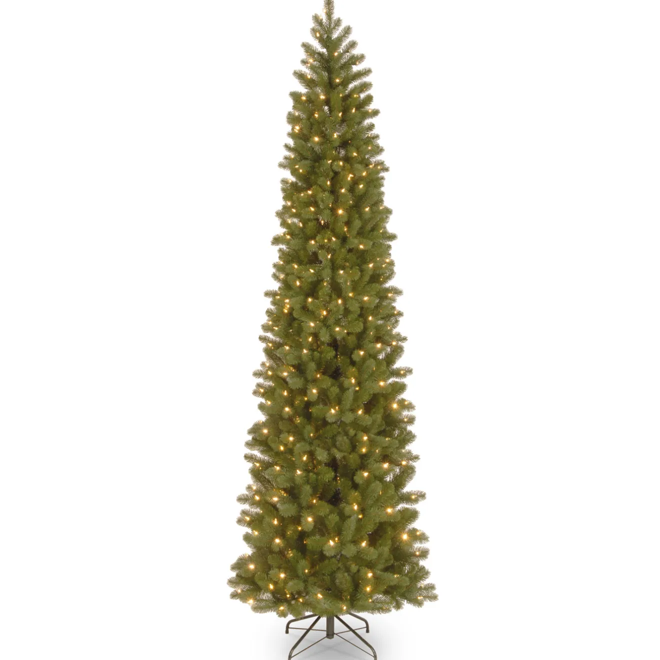 Outlet 9 ft. Pre-Lit Downswept Douglas Fir Pencil Slim Tree with Clear Lights Pencil Slim|Pre-Lit