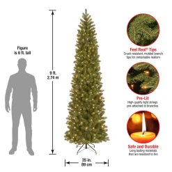 Outlet 9 ft. Pre-Lit Downswept Douglas Fir Pencil Slim Tree with Clear Lights Pencil Slim|Pre-Lit