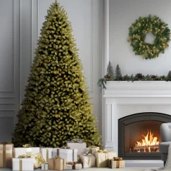 Discount 9 ft. Pre-Lit Downswept Douglas Fir Tree with Dual Color LED Lights Full|Pre-Lit