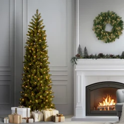 New 6.5 ft. Pre-Lit Downswept Douglas Fir Pencil Slim Tree with Dual Color LED Lights Pencil Slim|Pre-Lit