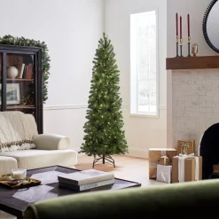 New 6.5 ft. Pre-Lit Downswept Douglas Fir Pencil Slim Tree with Dual Color LED Lights Pencil Slim|Pre-Lit