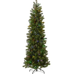 New 6.5 ft. Pre-Lit Downswept Douglas Fir Pencil Slim Tree with Dual Color LED Lights Pencil Slim|Pre-Lit