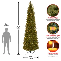 New 12 ft. Pre-Lit Downswept Douglas Fir Pencil Slim Tree with Dual Color LED Lights Pencil Slim|Pre-Lit