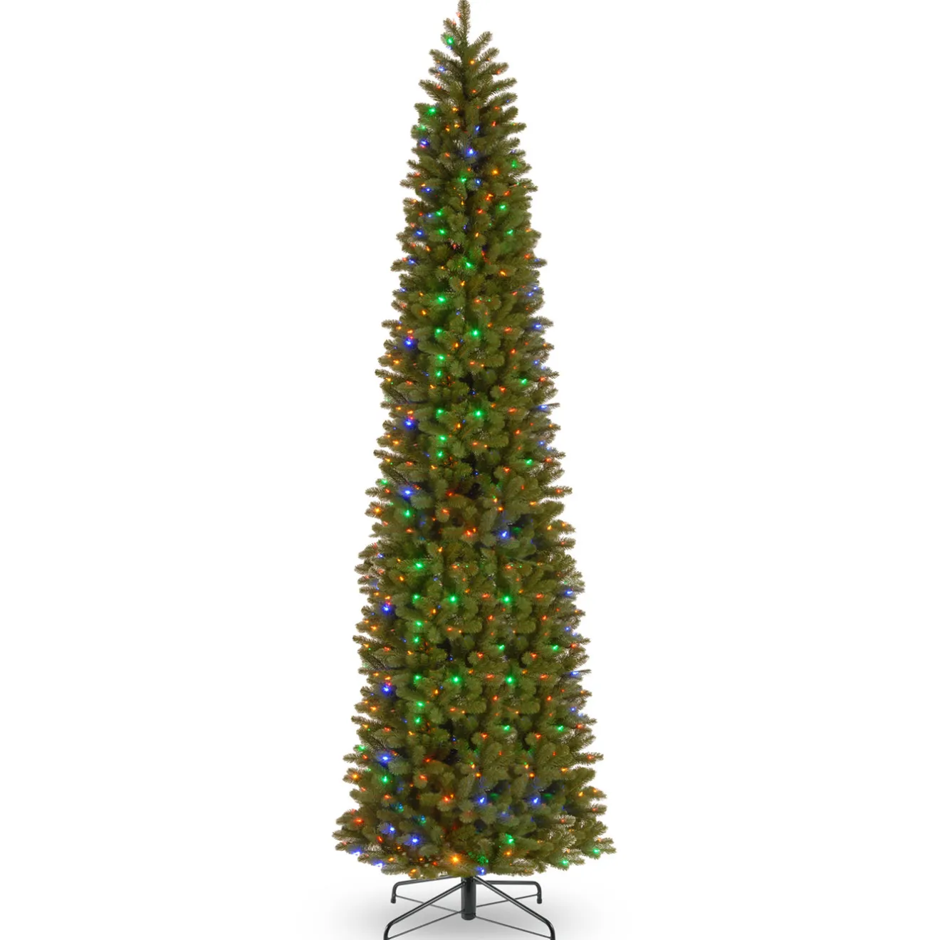 New 12 ft. Pre-Lit Downswept Douglas Fir Pencil Slim Tree with Dual Color LED Lights Pencil Slim|Pre-Lit
