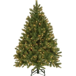 New 4.5 ft. Pre-Lit Downswept Douglas Fir Tree with Clear Lights Full|Pre-Lit