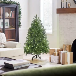 Sale 4.5 ft. Pre-Lit Downswept Douglas Fir Tree with Dual Color LED Lights Full|Pre-Lit