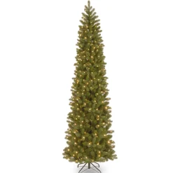 9 ft. Pre-Lit Downswept Douglas Fir Pencil Slim Tree with Dual Color LED Lights Pencil Slim|Pre-Lit