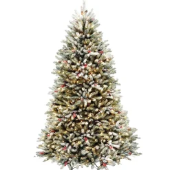 Sale 7.5 ft. Pre-Lit Dunhill Fir Flocked Tree with 750 Clear Lights Full|Pre-Lit