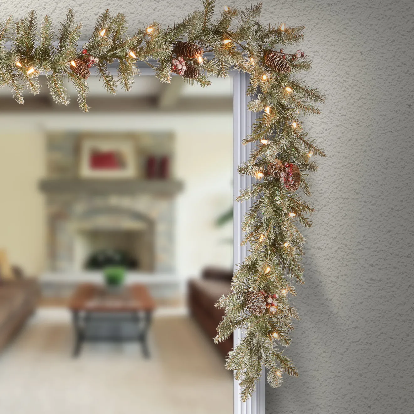 Outlet 9 ft. Pre-Lit Dunhill Fir Garland with Clear Lights Pre-Lit Christmas Garlands|7-10 Feet Christmas Garlands