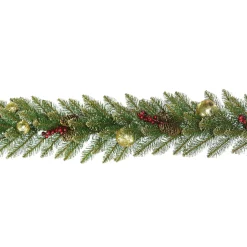 Clearance 9 ft. Pre-Lit Dunhill Fir Glittery Gold Garland with LED Lights Pre-Lit Christmas Garlands|7-10 Feet Christmas Garlands