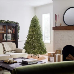 Hot 7.5 ft. Pre-Lit Dunhill Fir Hinged Tree with Clear Lights Full|Pre-Lit