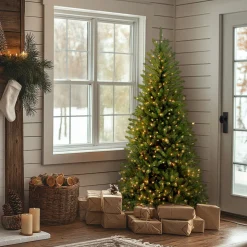 Hot 6.5 ft. Pre-Lit Dunhill Fir Slim Tree with Clear Lights Slim|Pre-Lit