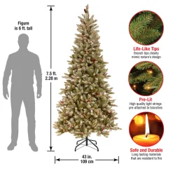 Outlet 7.5 ft. Pre-Lit Dunhill Fir Slim Tree with Clear Lights Slim|7 To 7.5 Feet