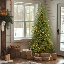 Outlet 7.5 ft. Pre-Lit Dunhill Fir Slim Tree with Clear Lights Slim|Pre-Lit